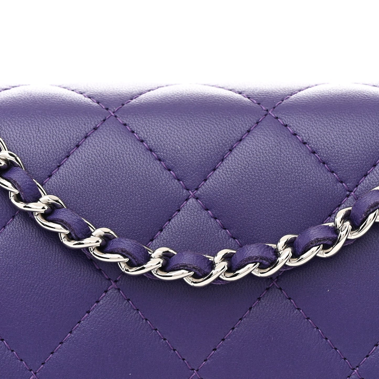Lambskin Quilted Reissue Wallet On Chain WOC Purple