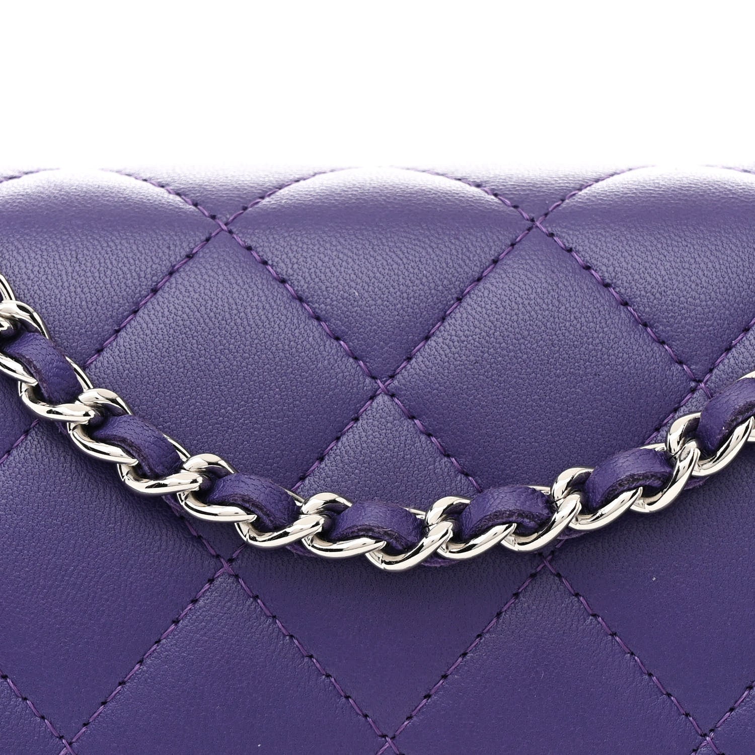 Chanel Lambskin Quilted Reissue Wallet On Chain WOC Purple 9 of 13