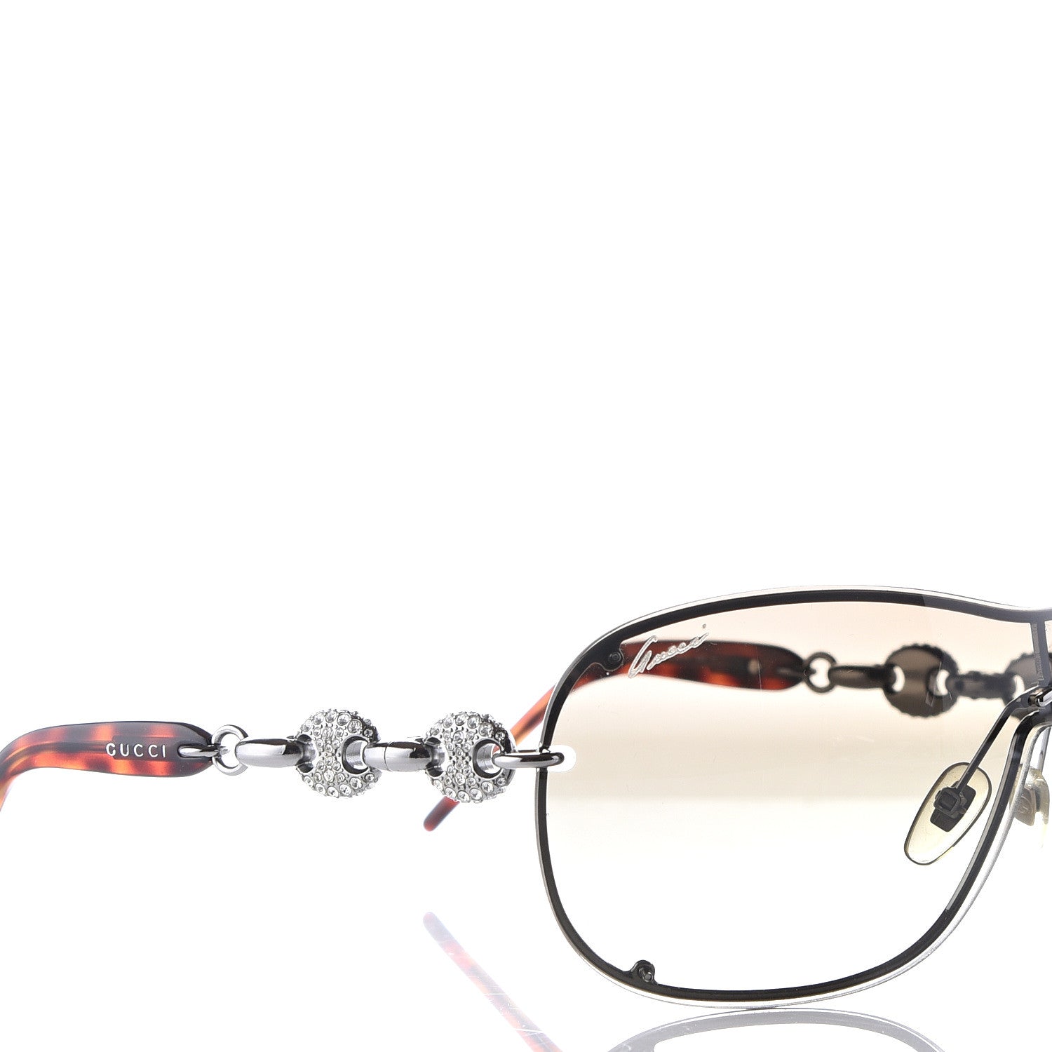 Gucci Crystal Marina Chain Shield Sunglasses GG4231S Tortoise 7 of 8