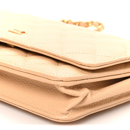 Chanel Caviar Quilted Wallet on Chain WOC Beige 10 of 10