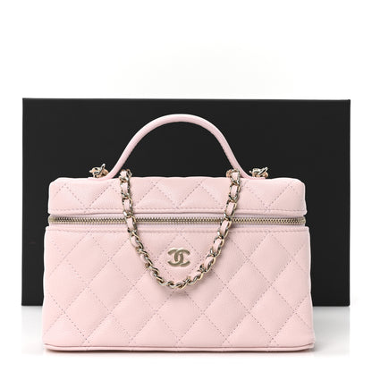 Chanel Caviar Quilted Top Handle Slim Vanity With Chain Light Pink 9 of 11