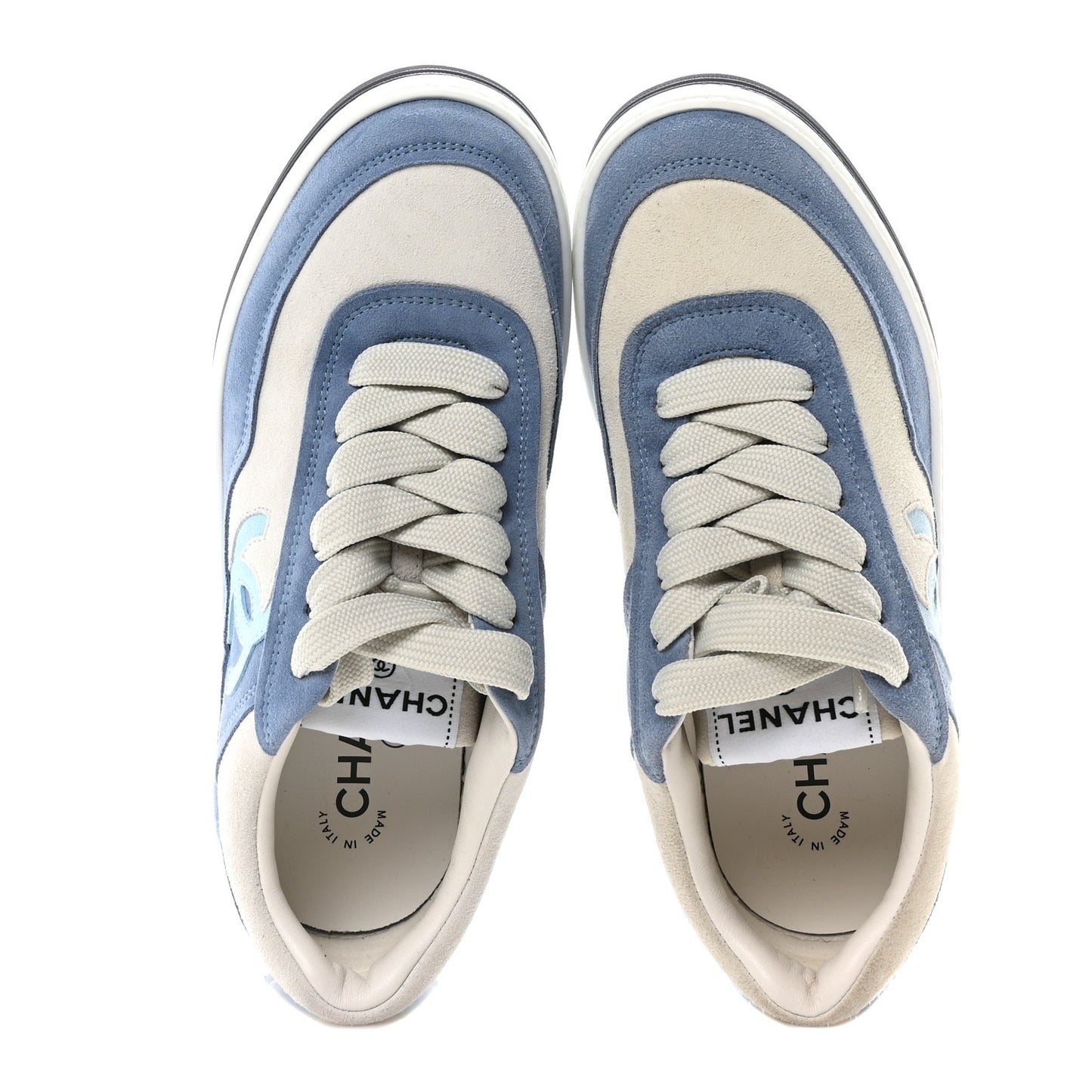 Suede Kidskin Womens CC Sneakers 37.5 White Blue