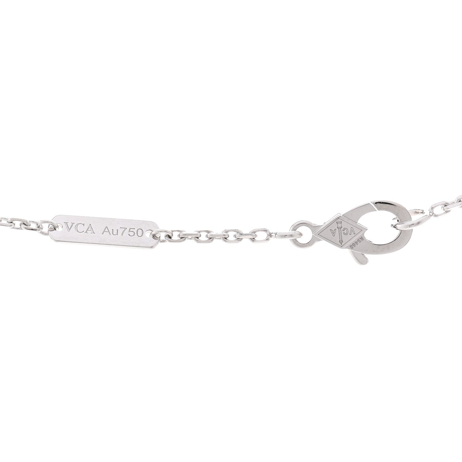 Van Cleef & Arpels 18K White Gold Chalcedony Vintage Alhambra Pendant Necklace 4 of 5