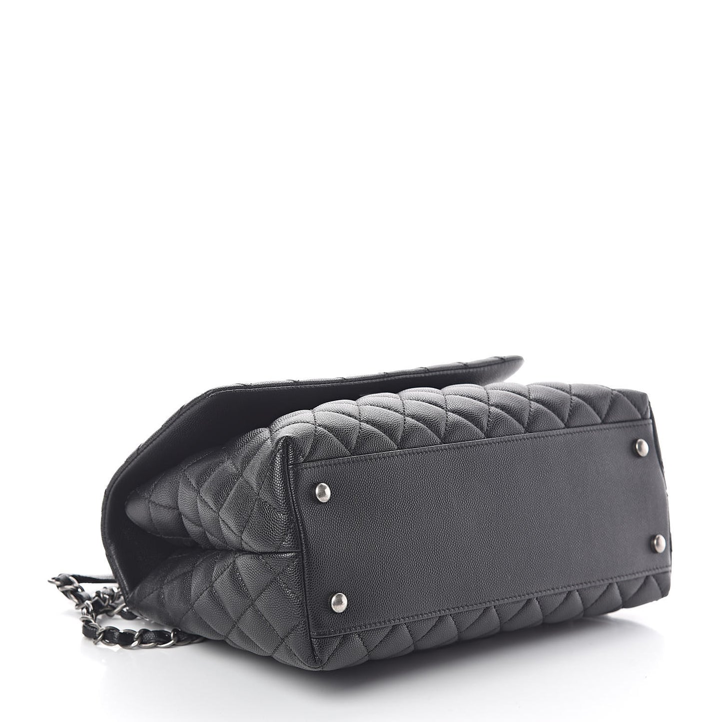 Caviar Lizard Quilted Small Coco Handle Flap Black