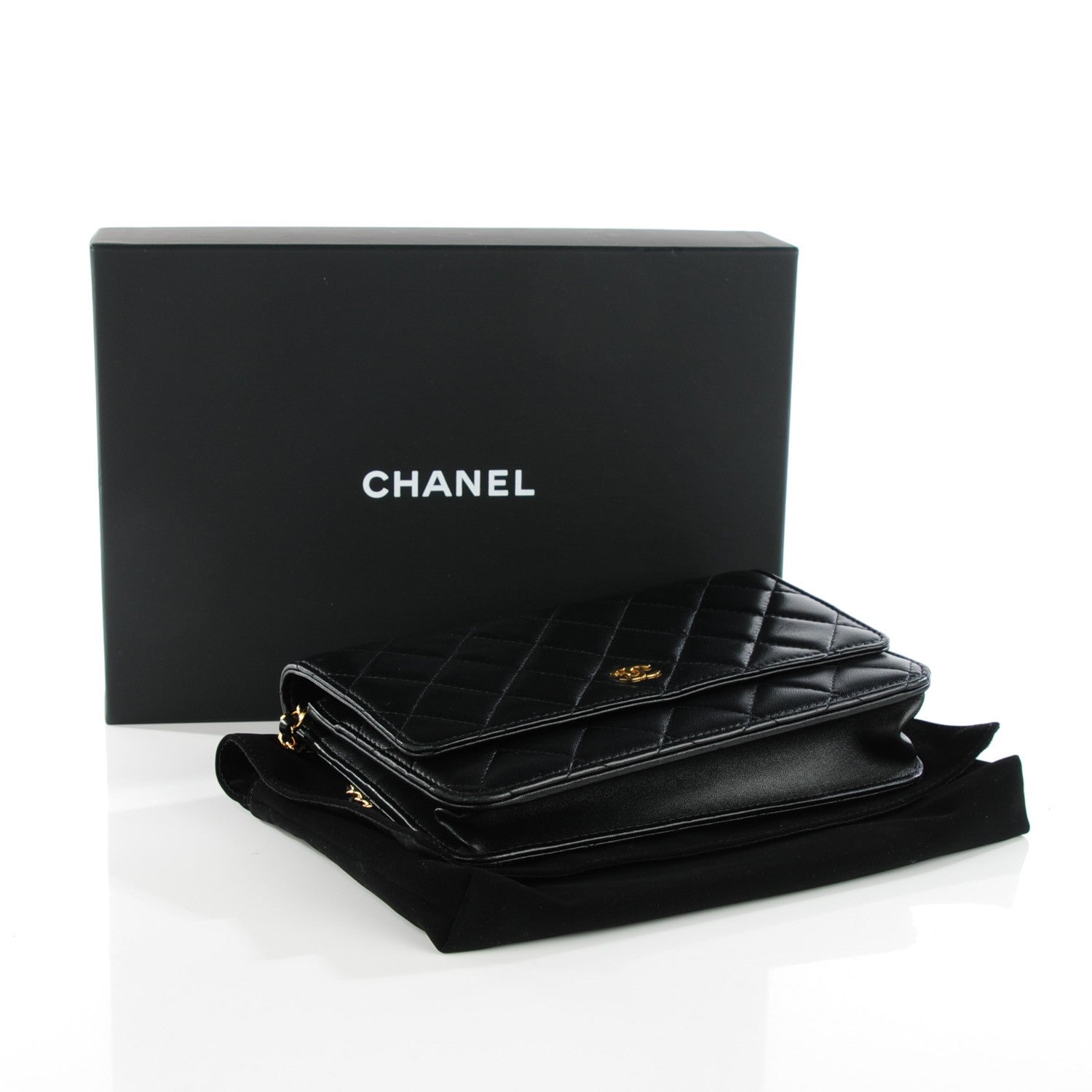 Chanel Lambskin Quilted Wallet On Chain WOC Black 4 of 7