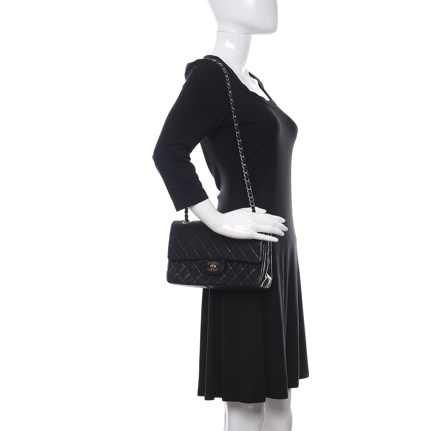 Chanel Lambskin Quilted Medium Double Flap Black 2 of 16