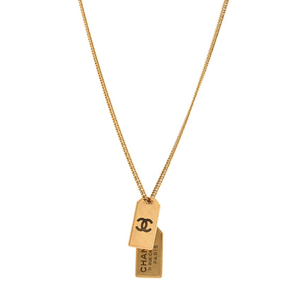 Chanel ID Dog Tag Charm Necklace Gold 1 of 6