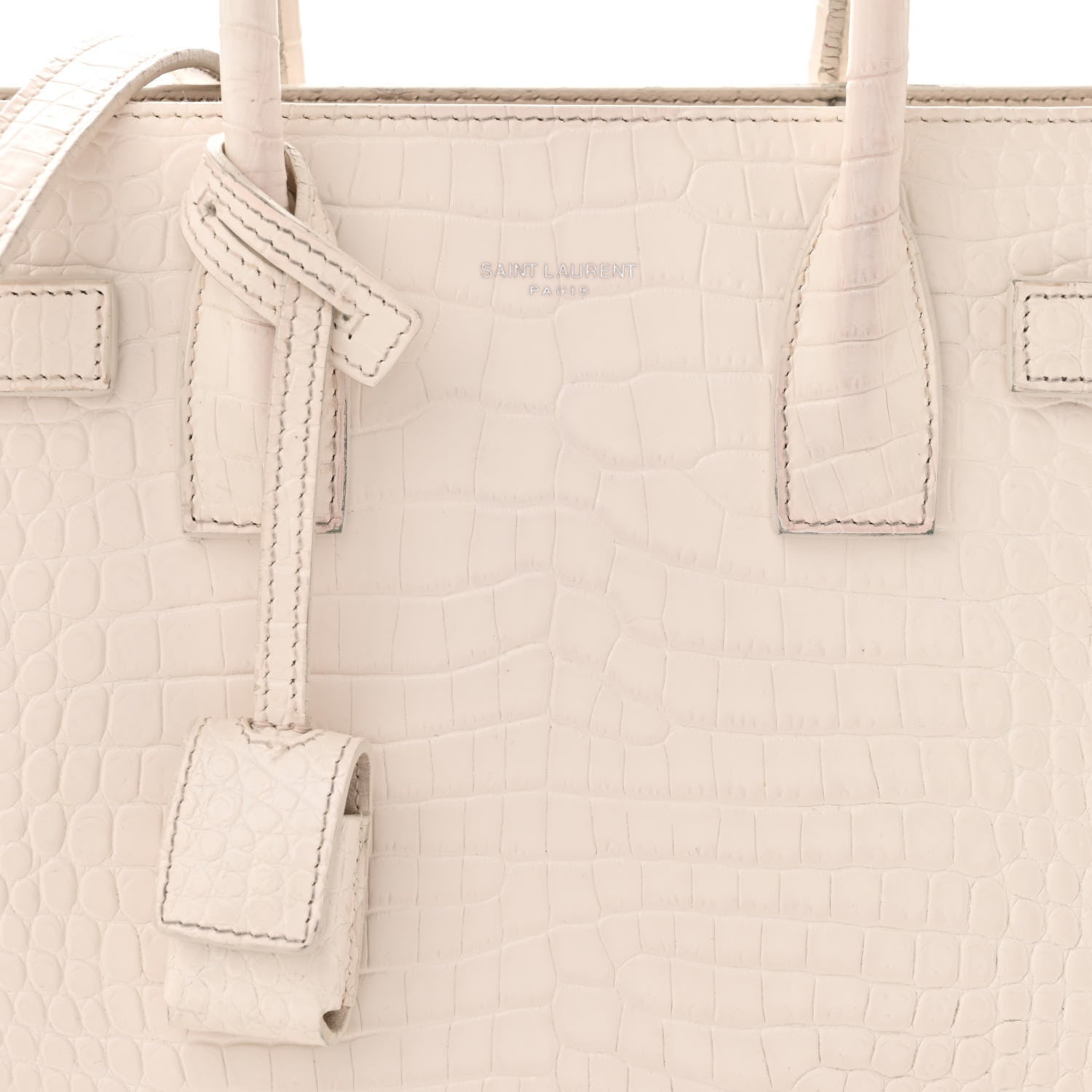 Saint Laurent Calfskin Crocodile Embossed Baby Sac De Jour Crema Soft 8 of 20