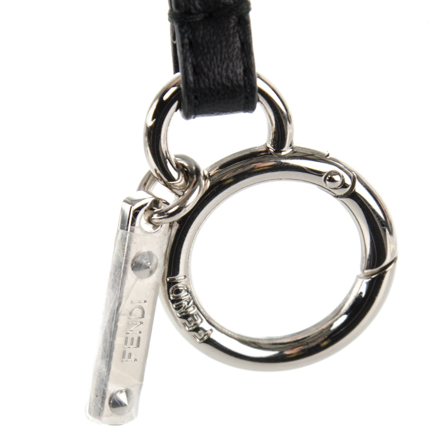 Fendi Fox Mink Goat Fur Nappa Karlito Bag Charm Black White Rosa 5 of 5