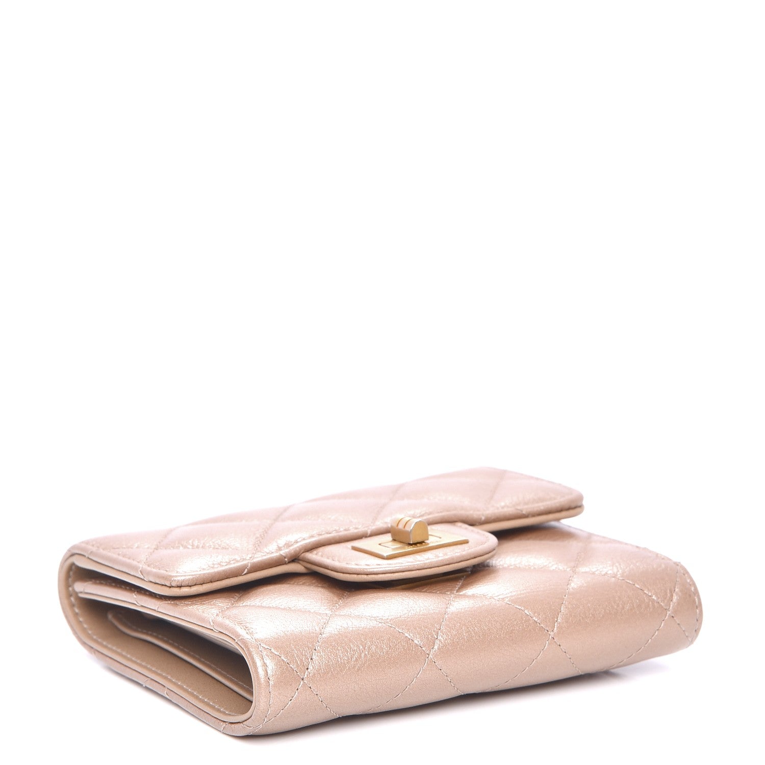 Chanel Metallic Aged Calfskin Quilted Small Reissue Wallet Gold 4 of 8