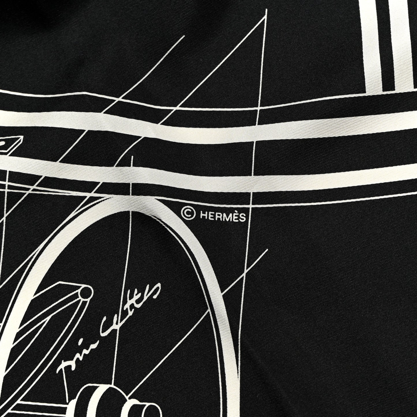 Silk Projet De Voiture Scarf 140 Black White