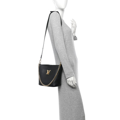 Louis Vuitton Calfskin Lock and Walk Bucket Black 2 of 12