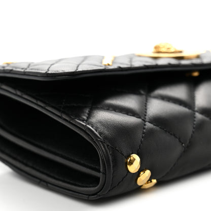 Versace Lambskin Studded Quilted Medusa Wallet on Chain Crossbody Black Gold 8 of 11