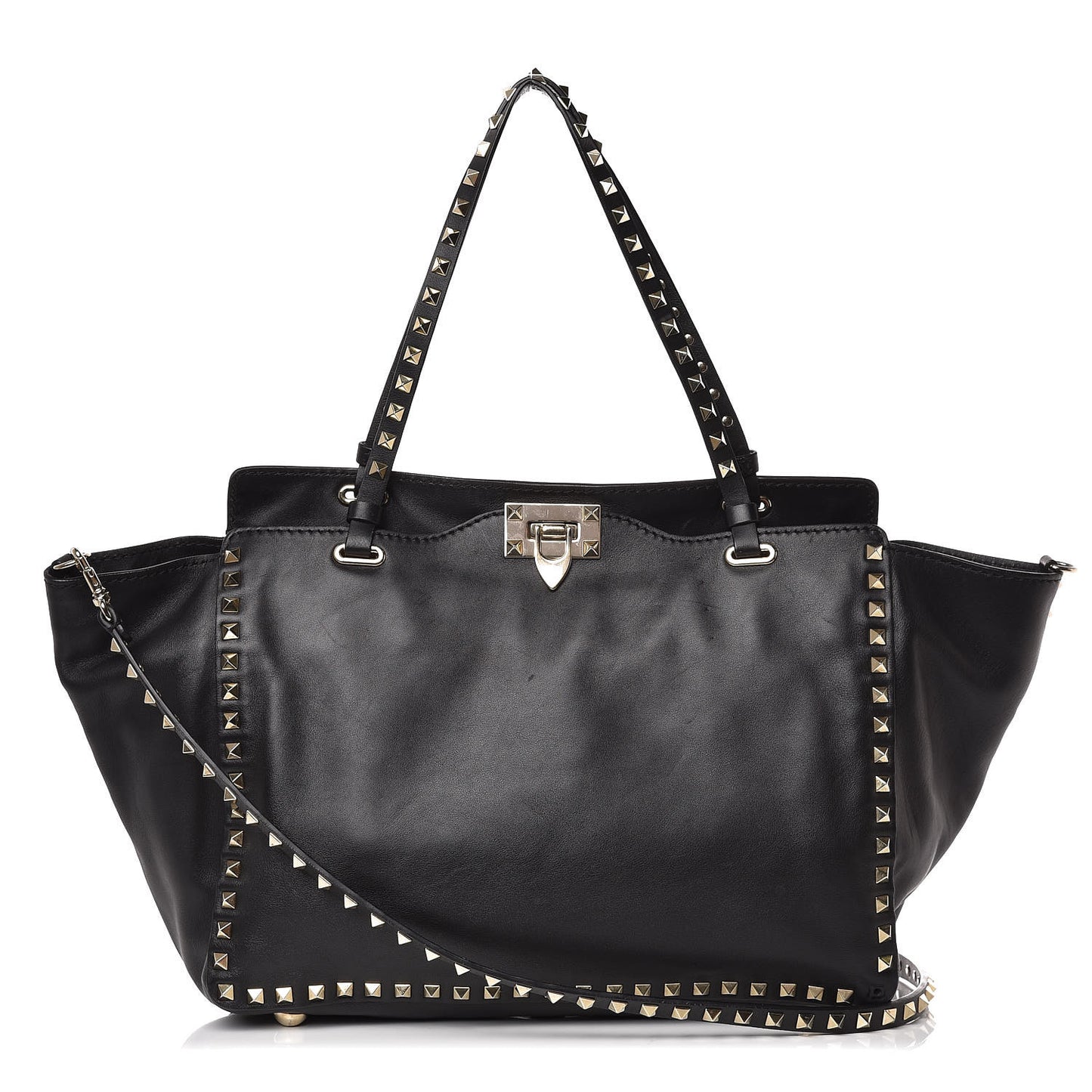 Vitello Medium Rockstud Tote Black