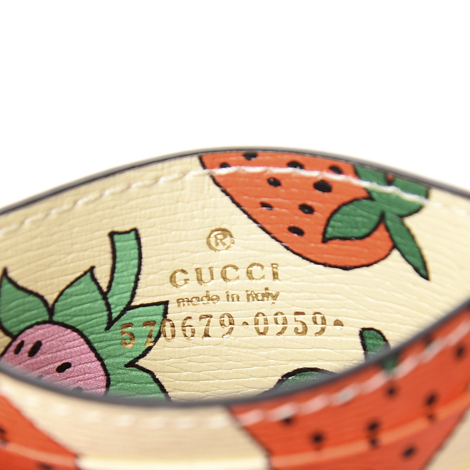 Gucci Calfskin Strawberry Print Zumi Case Case Ivory Red 5 of 5