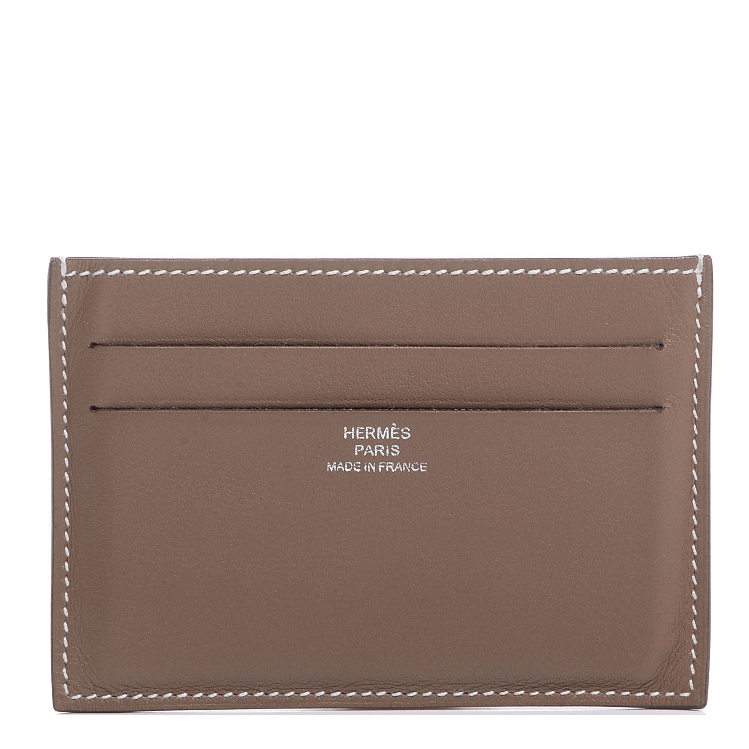 Hermes Swift Calfskin Citizen Twill Card Case Etoupe 1 of 7