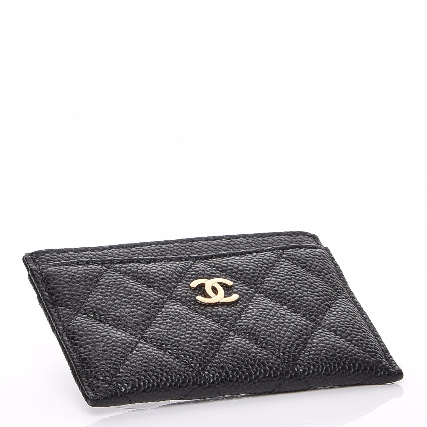 Caviar Quilted Card Holder Black