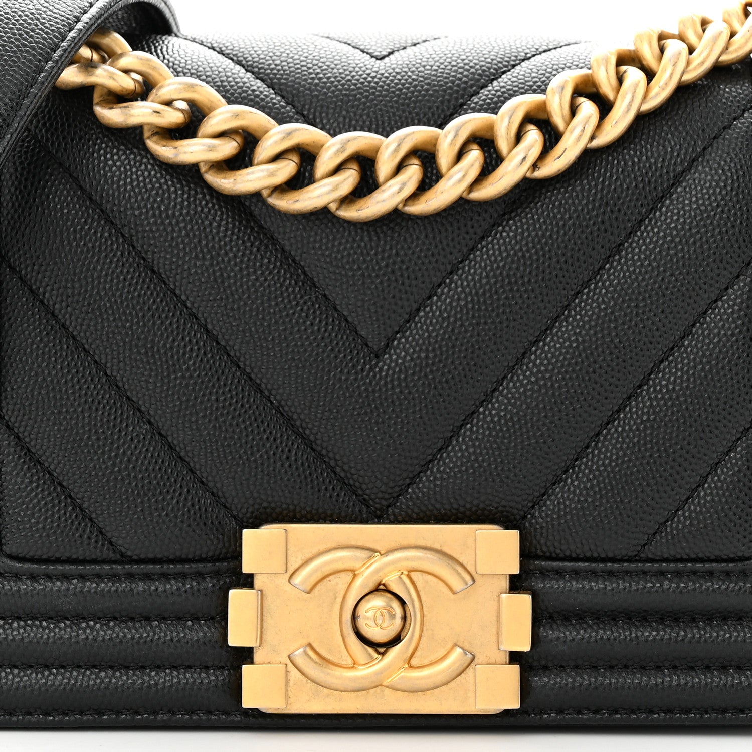 Chanel Caviar Chevron Quilted Small Boy Flap Black 9 of 12