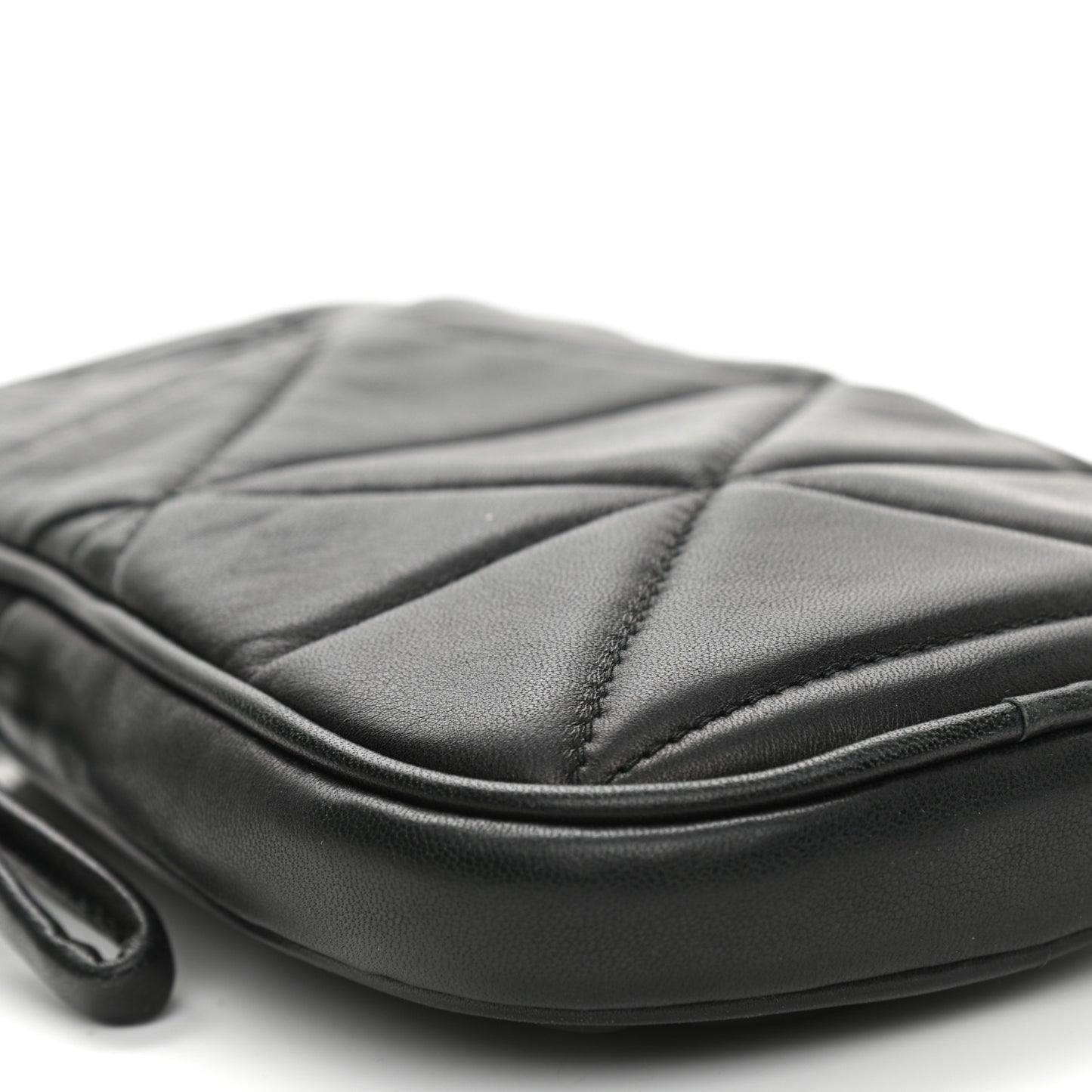 Nappa Triangle Stitched Spectrum Double Zip Phone Case Crossbody Bag Black