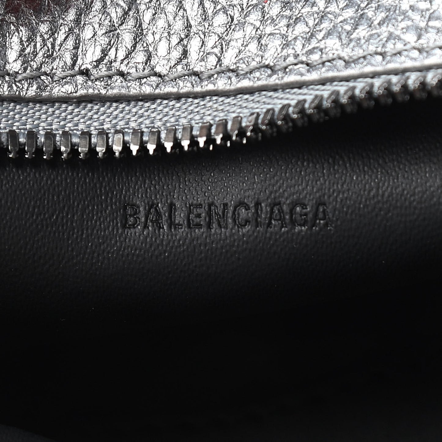 Metallic Grained Calfskin Neo Classic Hardware Super Nano City Crossbody Silver