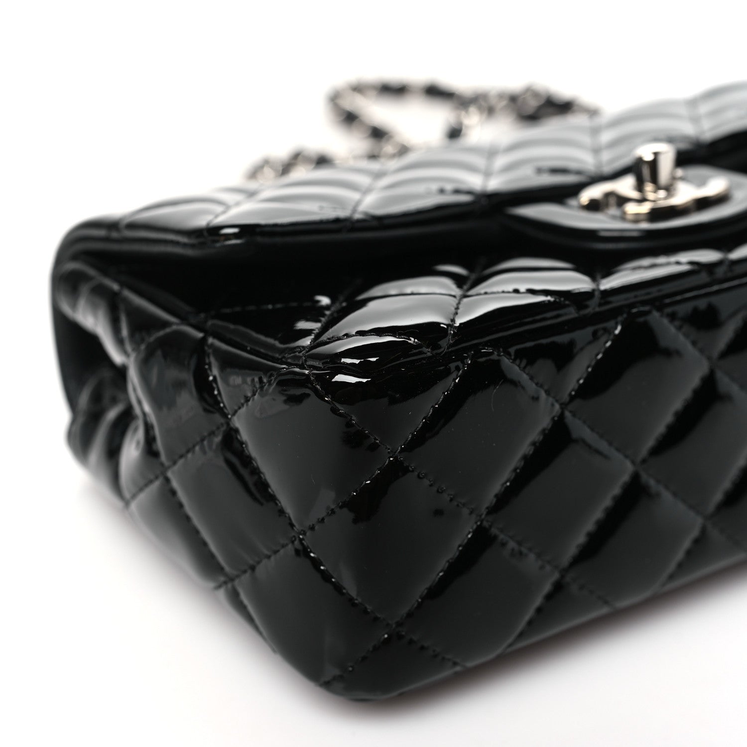 Chanel Patent Calfskin Quilted Mini Rectangular Flap Black 9 of 10