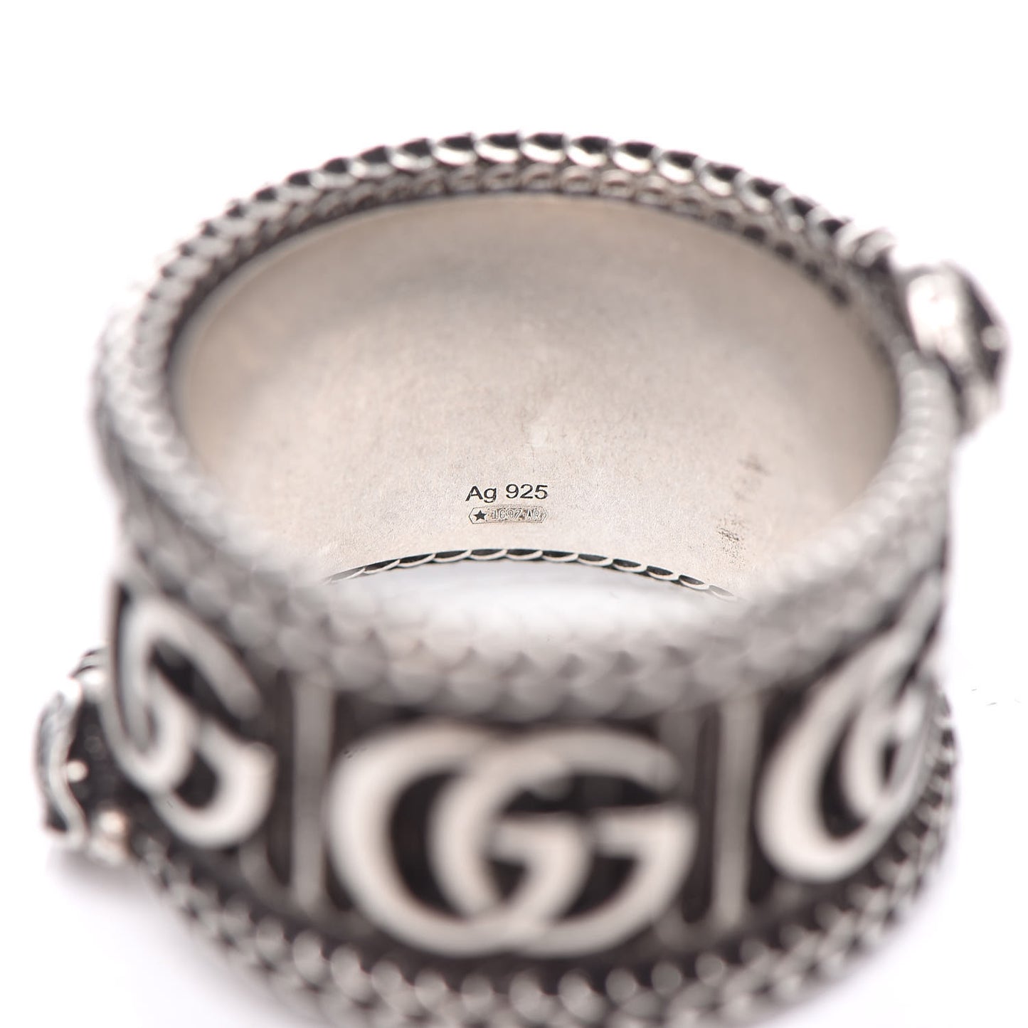 Sterling Silver GG Marmont Snake Band Ring 55 7.5