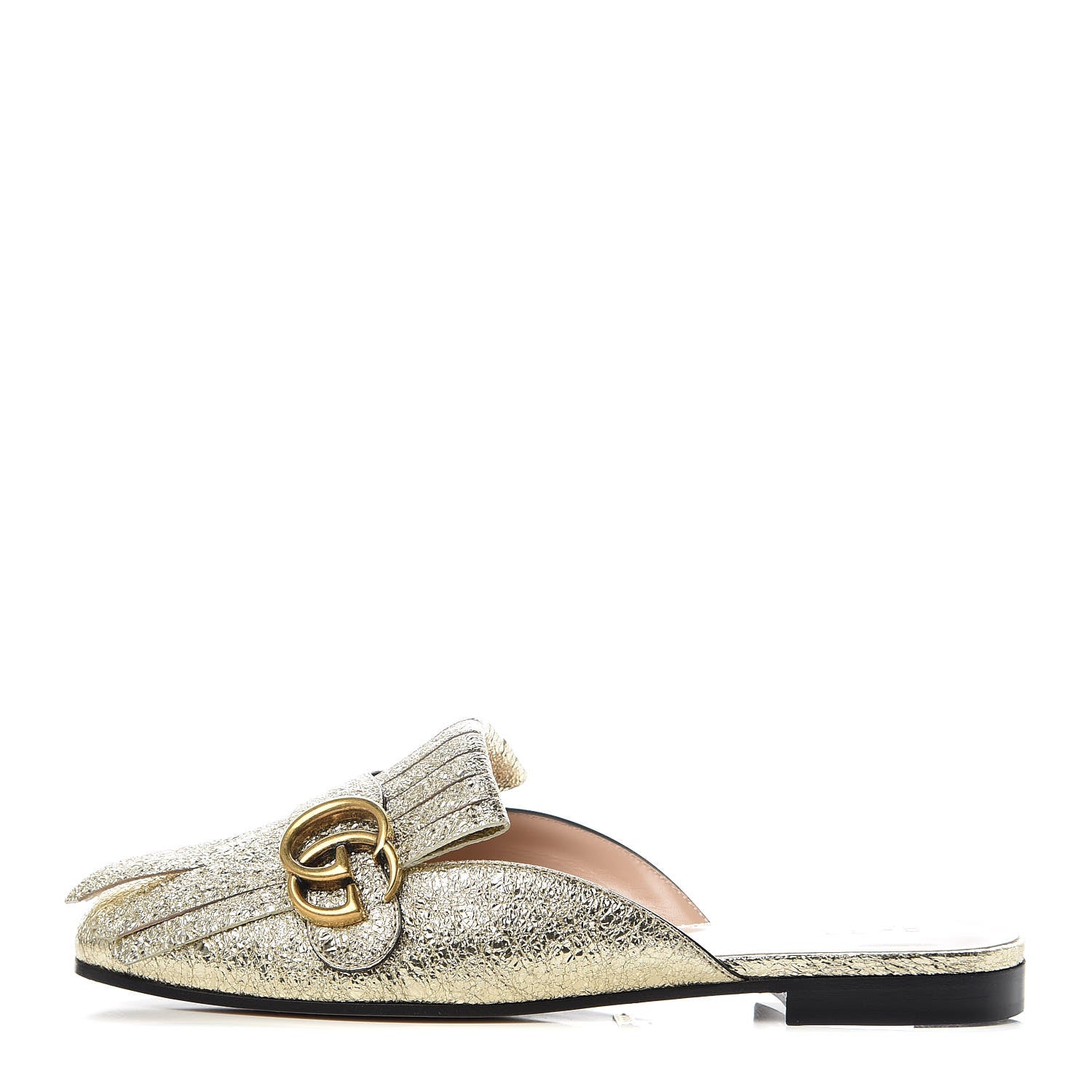 Gucci Galassia Womens GG Marmont Fringe Slippers 38 Platino 1 of 8