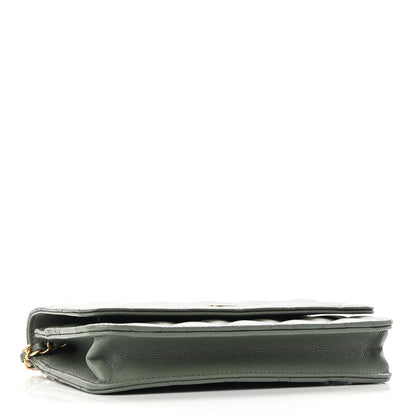 Chanel Iridescent Caviar Quilted Wallet On Chain WOC Green 4 of 11