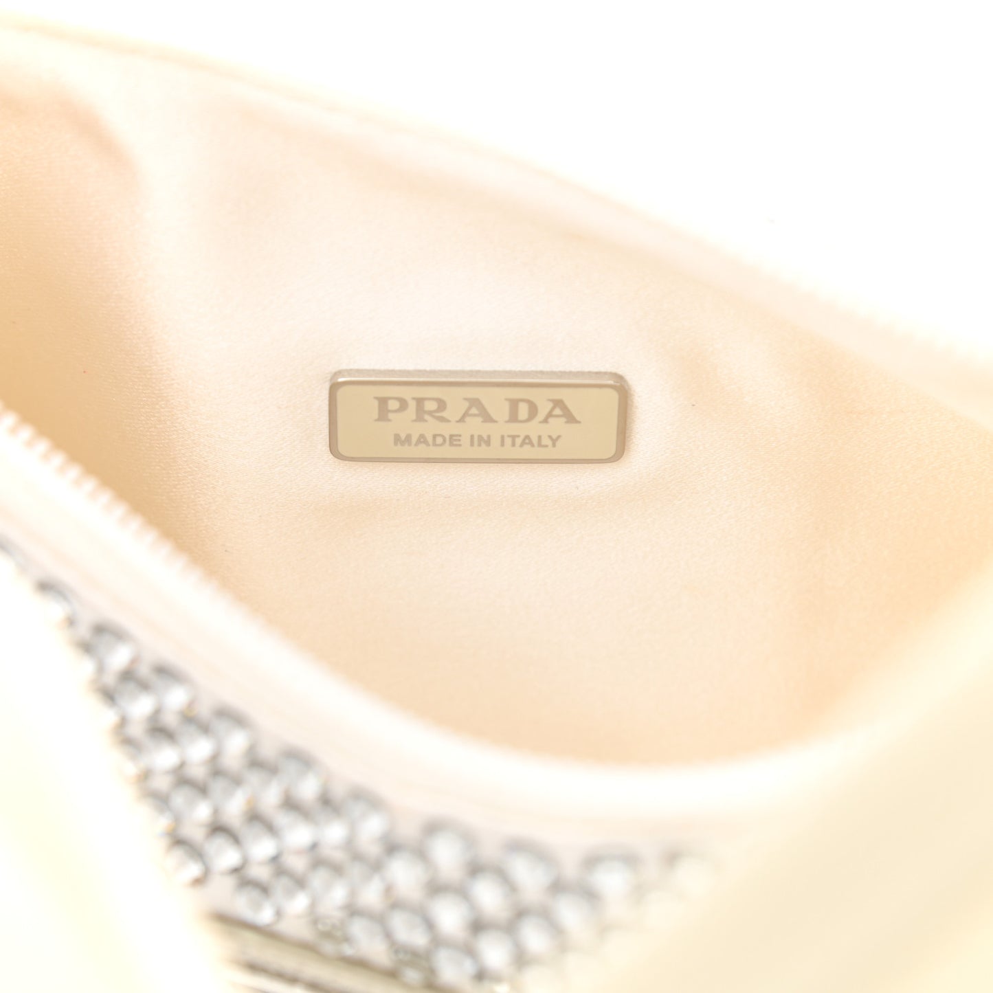Satin Crystal Mini Re-Edition 2000 Bag White