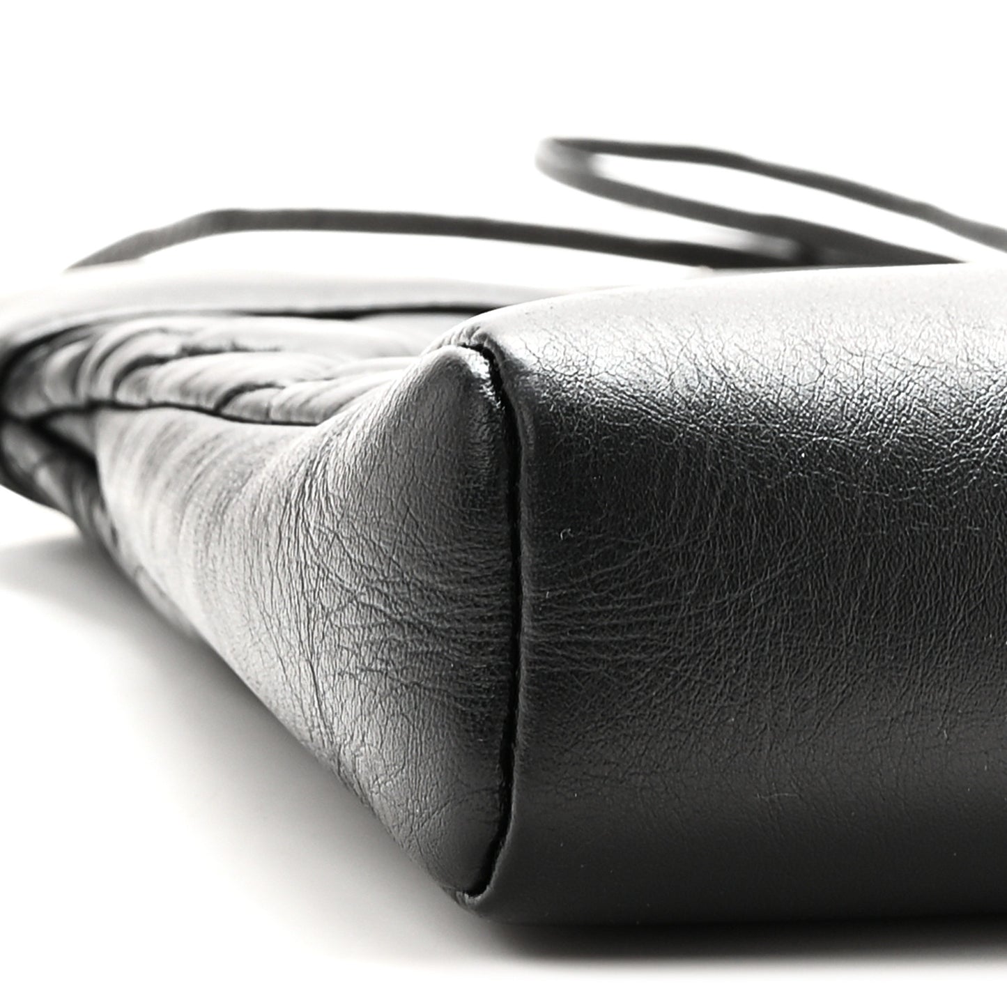 Shiny Crumpled Calfskin Quilted Mini 31 Shopping Bag Black