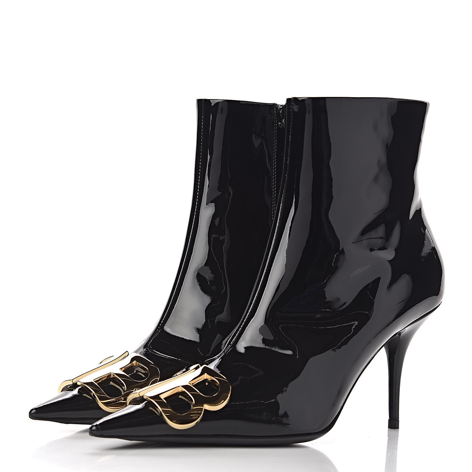 Balenciaga Patent BB Pointy Toe Ankle Booties 39.5 Black 3 of 11