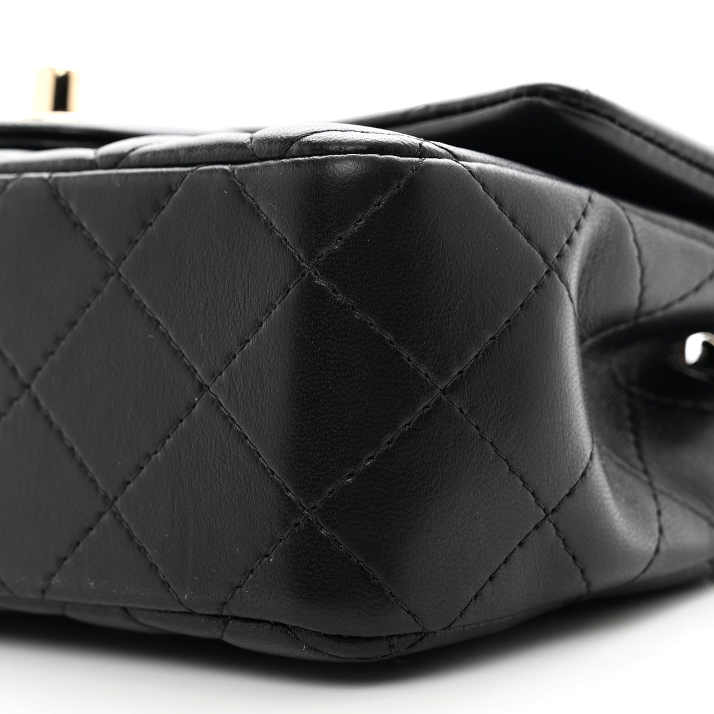 Lambskin Quilted Mini Rectangular Flap Black