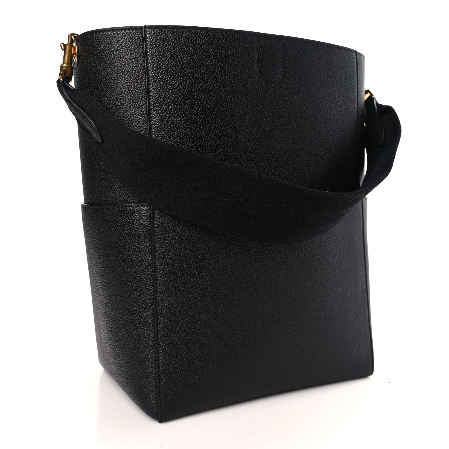Celine Soft Grained Calfskin Sangle Bucket Bag Black 3 of 8