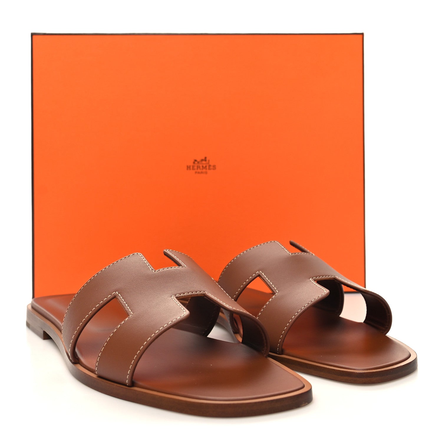 Hermes Box Calfskin Oran Sandals 40 Gold 9 of 9