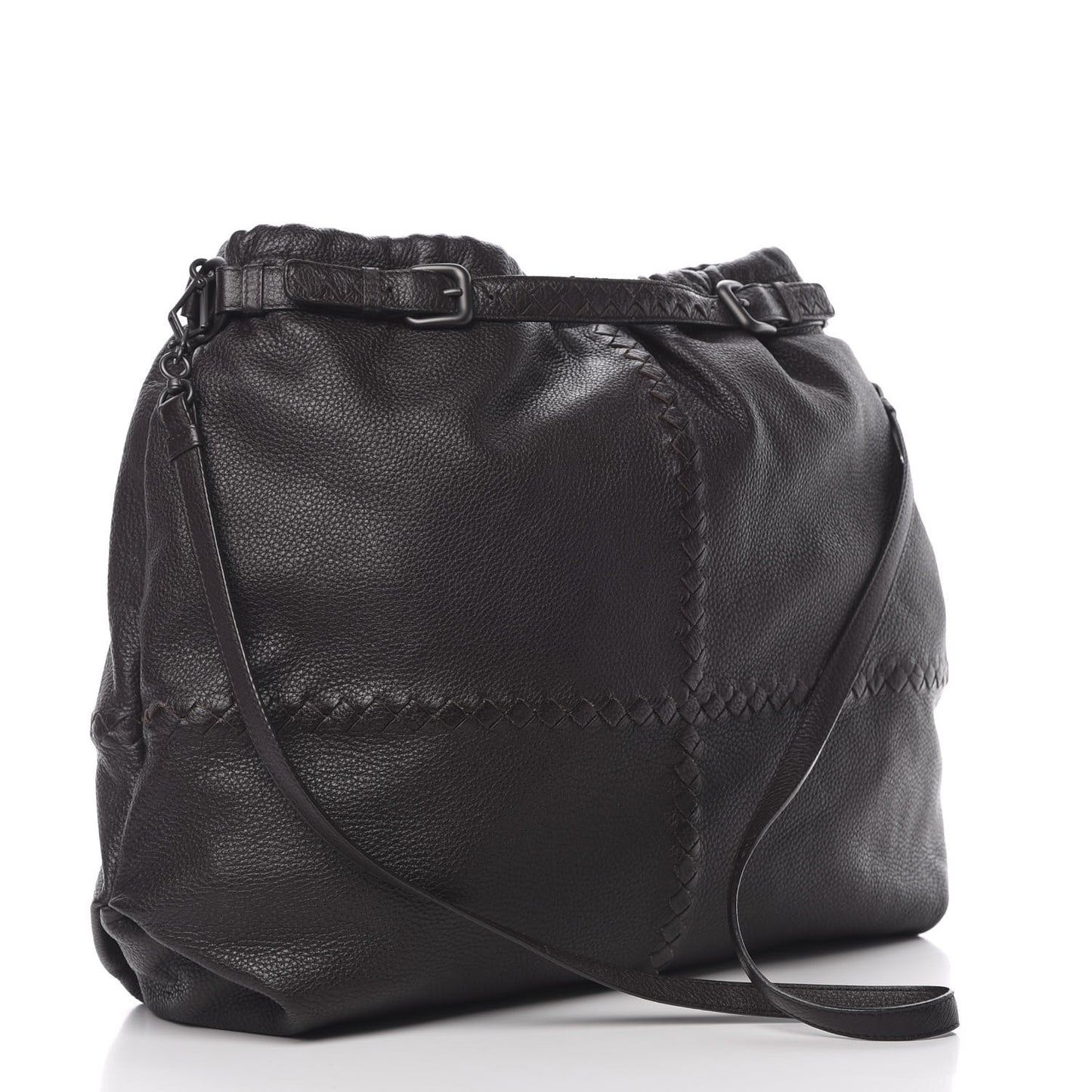 Washed Cervo Deerskin Intrecciato Bering Hobo Ebano