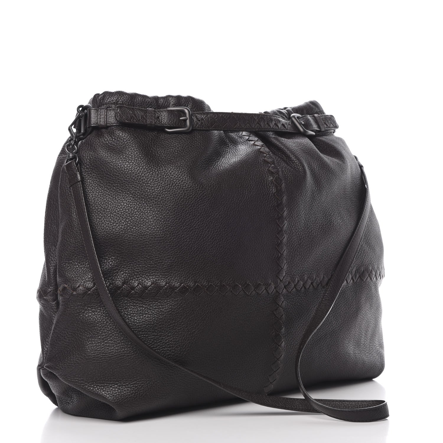 Bottega Veneta Washed Cervo Deerskin Intrecciato Bering Hobo Ebano 3 of 11