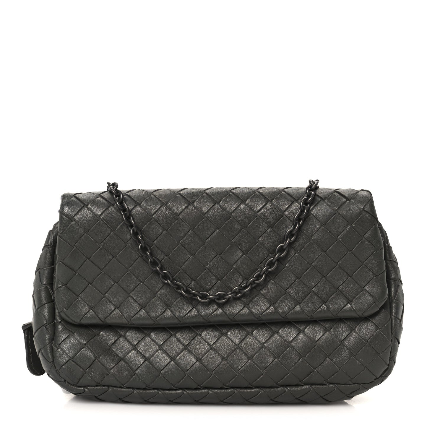 Nappa Intrecciato Small Chain Crossbody Light Grey
