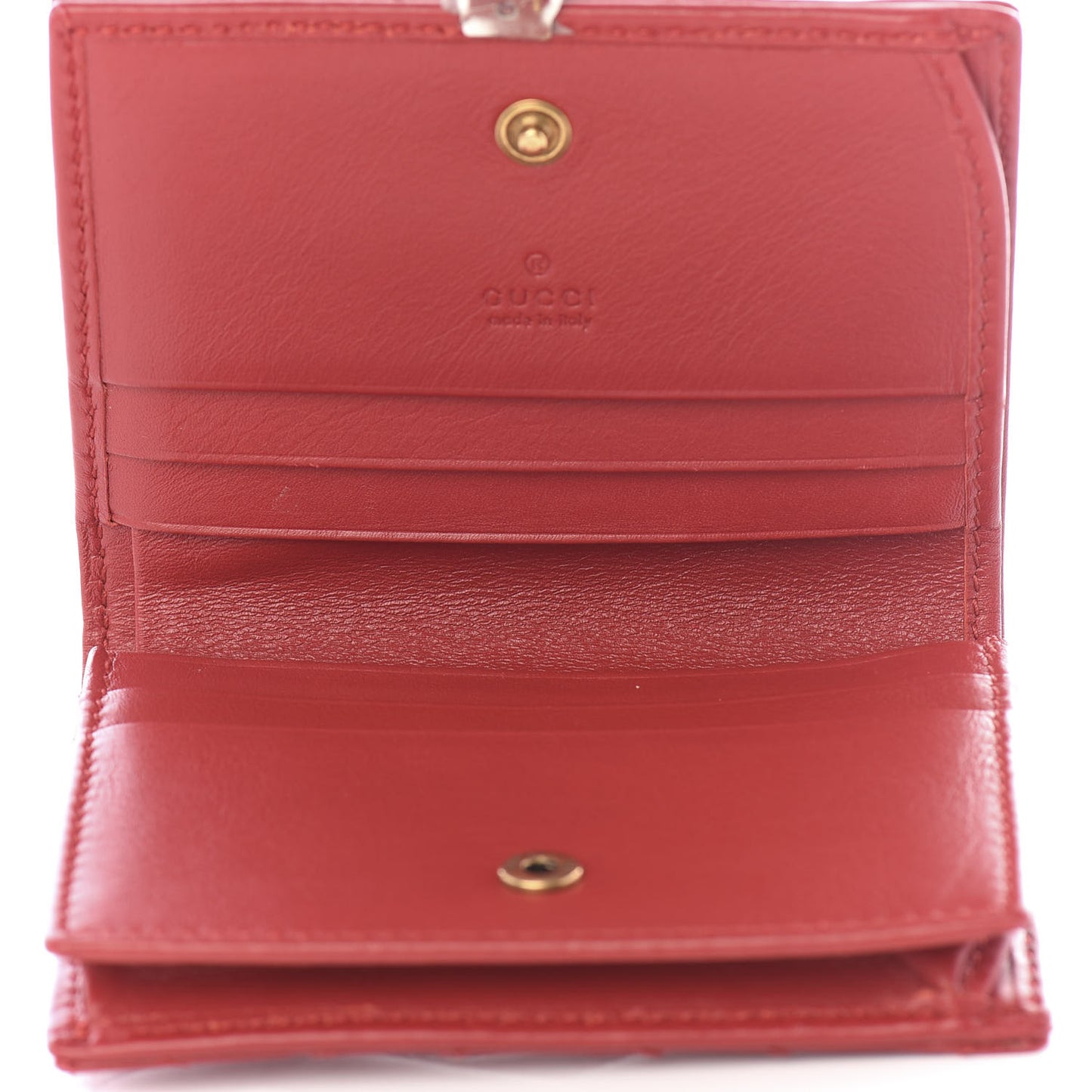 Calfskin Matelasse GG Marmont Card Case Hibiscus Red