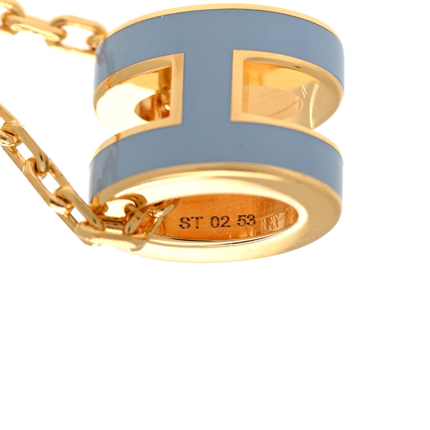 Hermes Lacquered Gold Mini Pop H Pendant Necklace Celeste 5 of 6