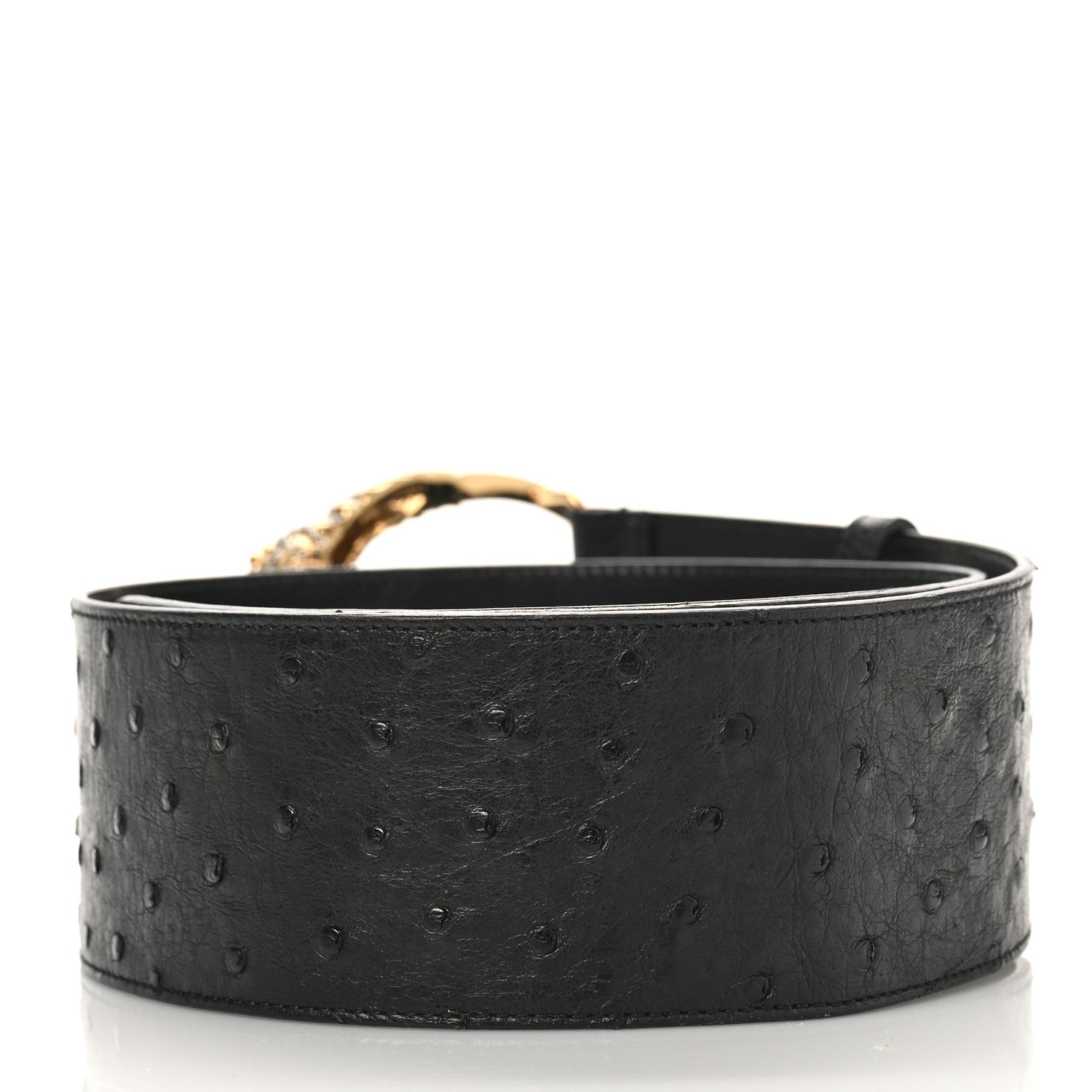 Gucci Ostrich Crystal Belt 75 30 Black 2 of 6