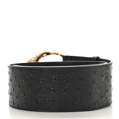 Gucci Ostrich Crystal Belt 75 30 Black 2 of 6
