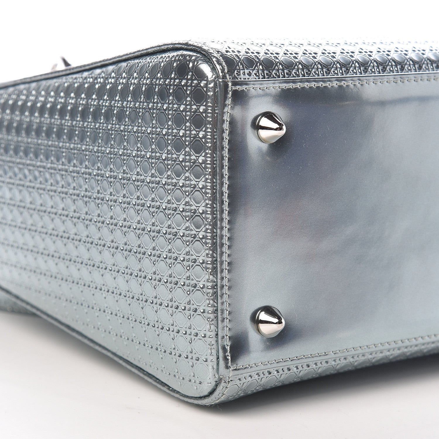 Christian Dior Metallic Patent Micro-Cannage Medium Lady Dior Light Blue 9 of 10