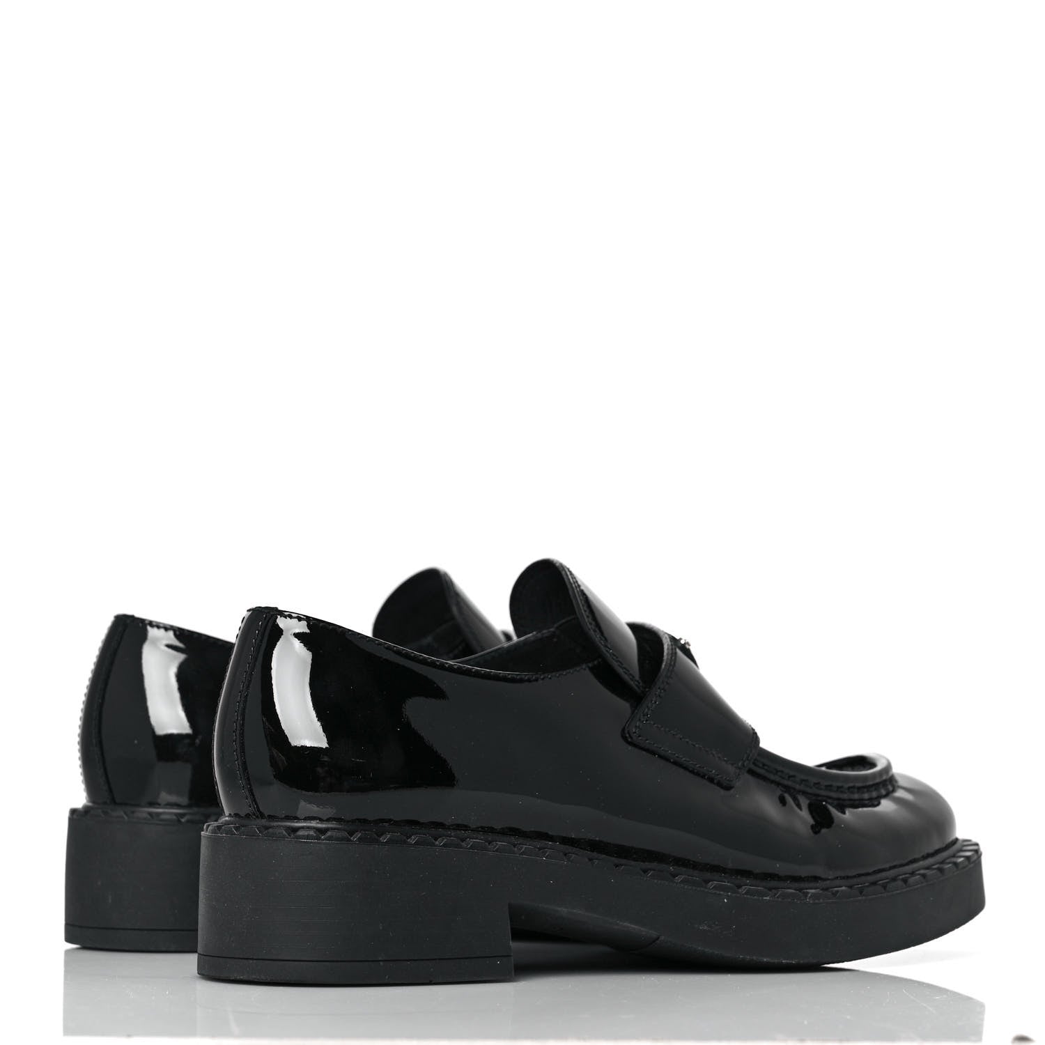 Prada Vernice Triangle 50mm Loafers 39 Black 4 of 9