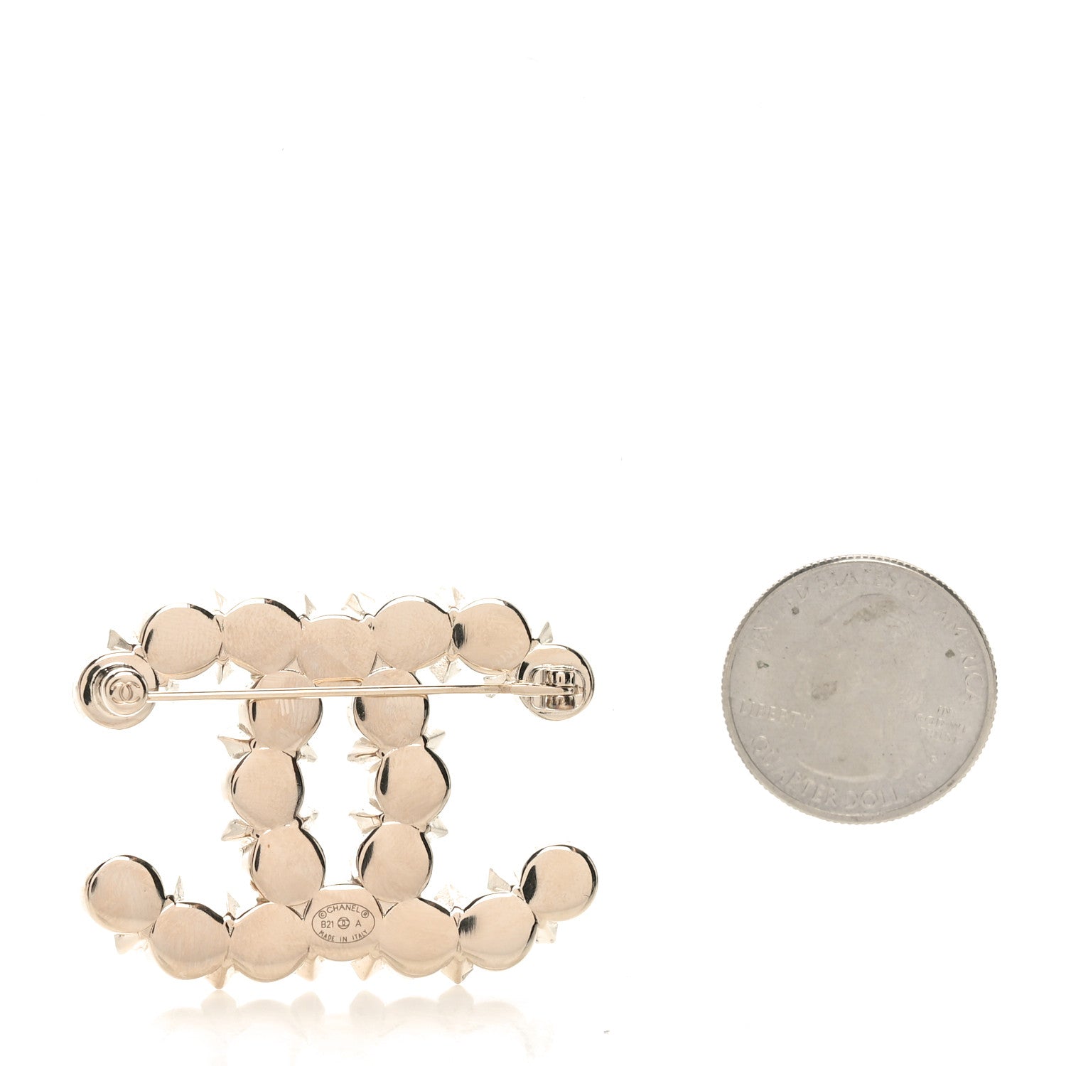 Chanel Pearl Crystal CC Brooch White Gold 3 of 5
