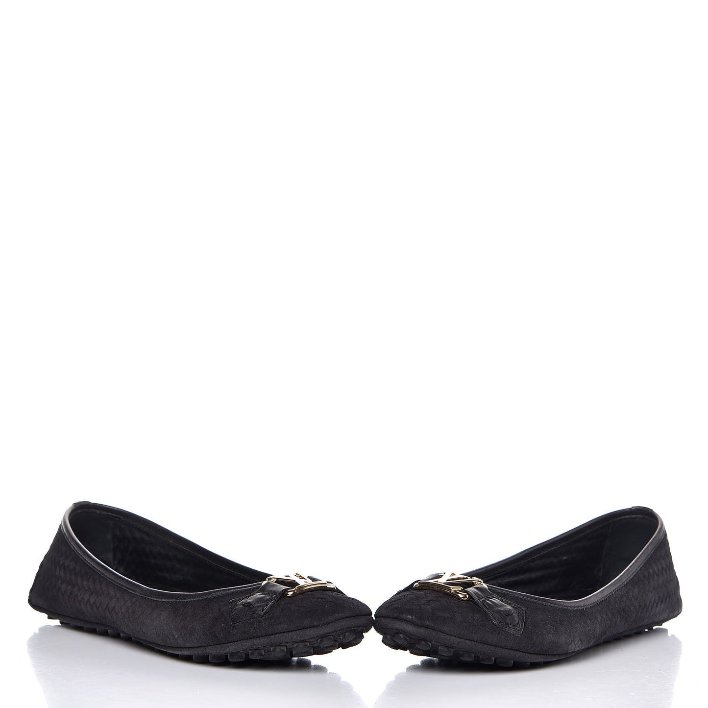 Woven Suede Oxford Ballerina Flats 37 Black