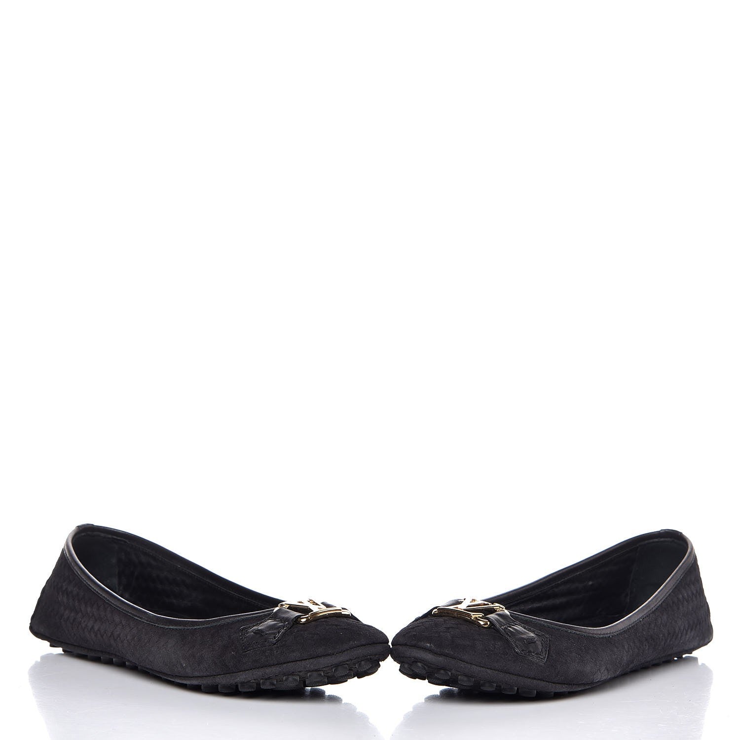 Louis Vuitton Woven Suede Oxford Ballerina Flats 37 Black 5 of 12