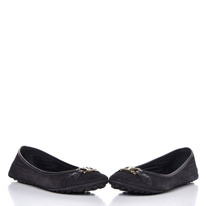 Louis Vuitton Woven Suede Oxford Ballerina Flats 37 Black 5 of 12