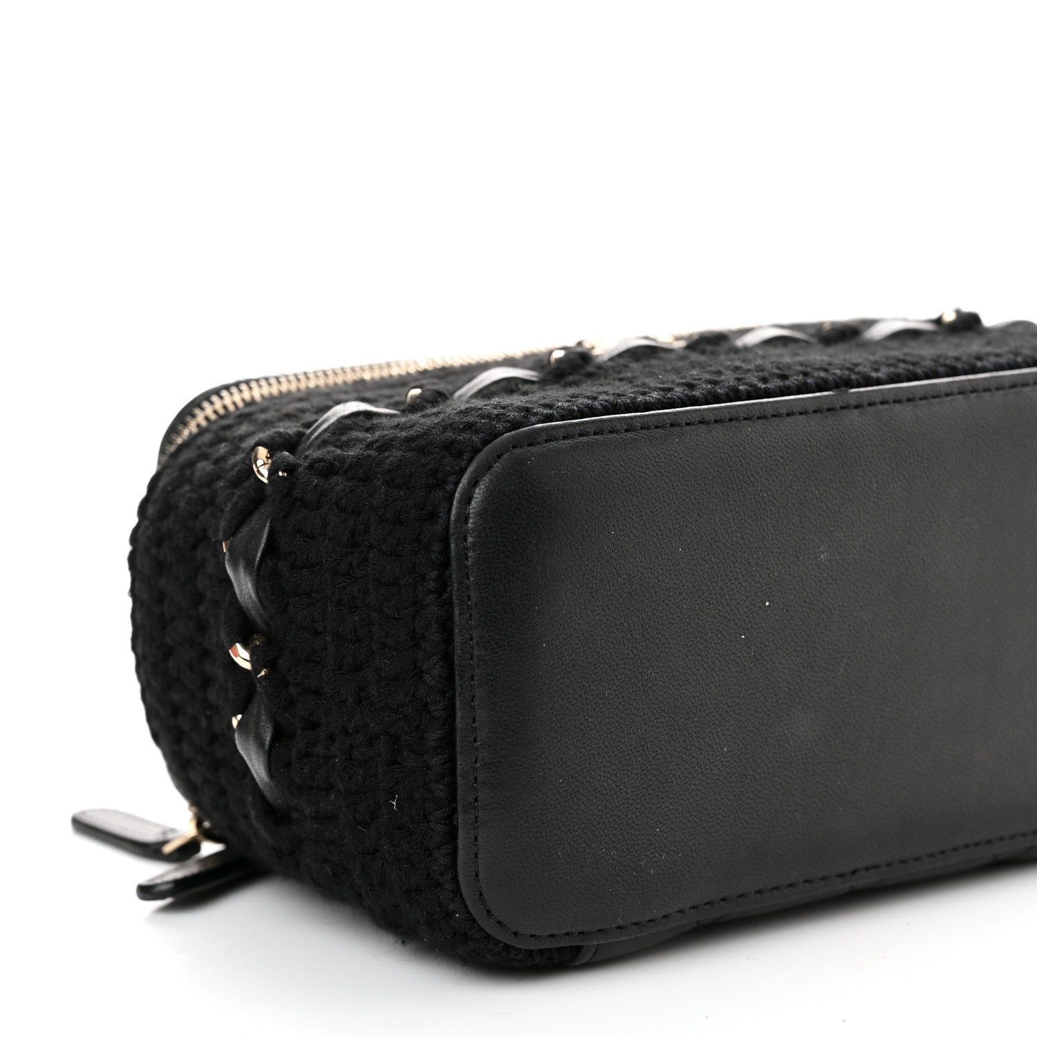 Chanel Lambskin Crochet Quilted Small Vanity Case With Chain Black 9 of 11