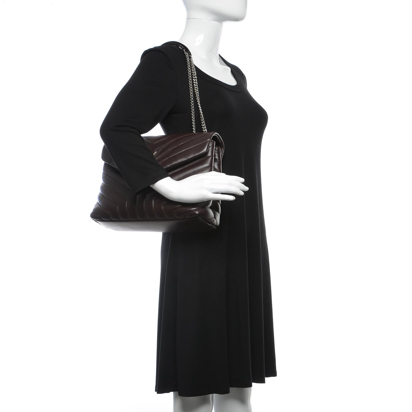 Calfskin Y Quilted Monogram Medium Loulou Chain Satchel Amaranto