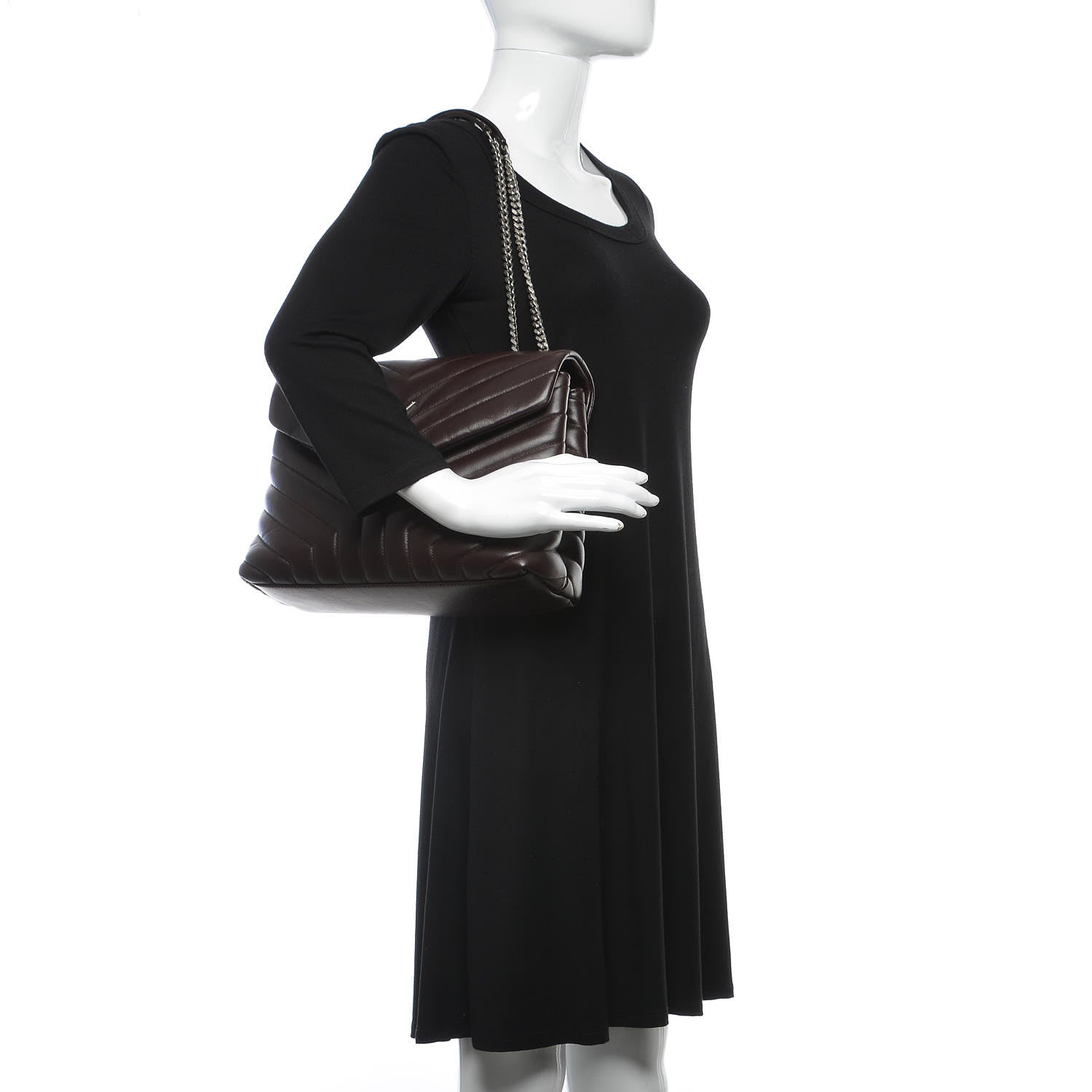 Saint Laurent Calfskin Y Quilted Monogram Medium Loulou Chain Satchel Amaranto 2 of 8